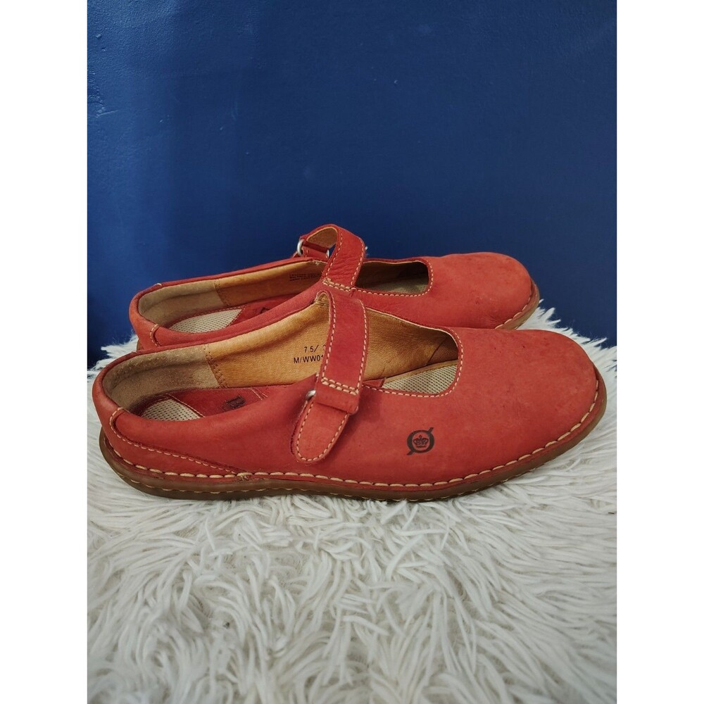 Born Women's Red Suede Mary Jane Flats